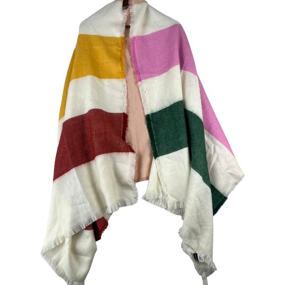 Madewell Blanket/Scarf RAINBOW STRIPE 37 x 80 White Pink Green Red Orange NWT - Picture 1 of 6